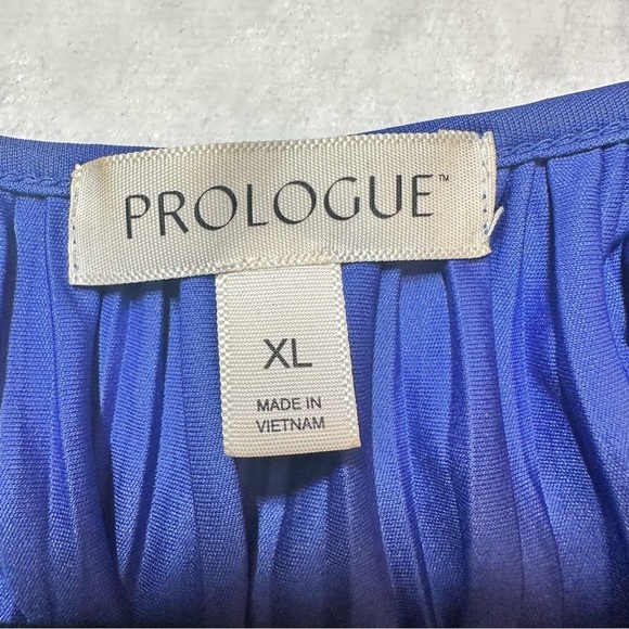 Prologue Plus Size Elegant Blue Pleated Maxi Dress - Picture 4 of 5